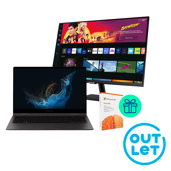 Pack Laptop 13" Samsung Galaxy Book2 Pro 360 Black + Smart Monitor M7 32" + Microsoft 365 Personal Outlet